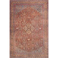 LOLOI II Loren Red/Multi 7 ft. 6 in. x 9 ft. 6 in. Distressed Bohemian Printed Area Rug LORELQ-06REML7696