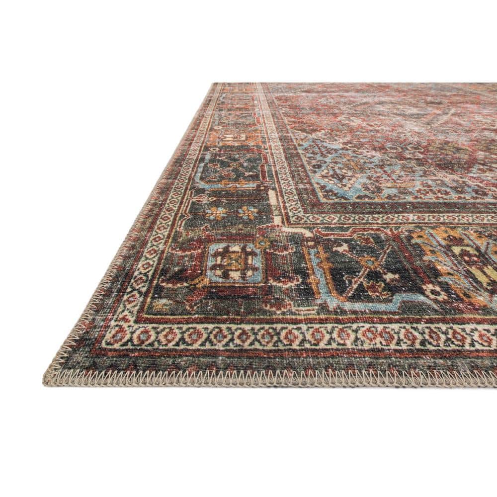 LOLOI II Loren Brick/Midnight 7 ft. 6 in. x 9 ft. 6 in. Distressed Bohemian Printed Area Rug LORELQ-13BKMD7696