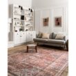 LOLOI II Loren Brick/Midnight 7 ft. 6 in. x 9 ft. 6 in. Distressed Bohemian Printed Area Rug LORELQ-13BKMD7696