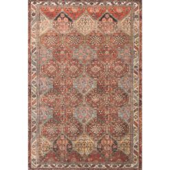 LOLOI II Loren Spice/Multi 7 ft. 6 in. x 9 ft. 6 in. Distressed Bohemian Printed Area Rug LORELQ-16SQML7696