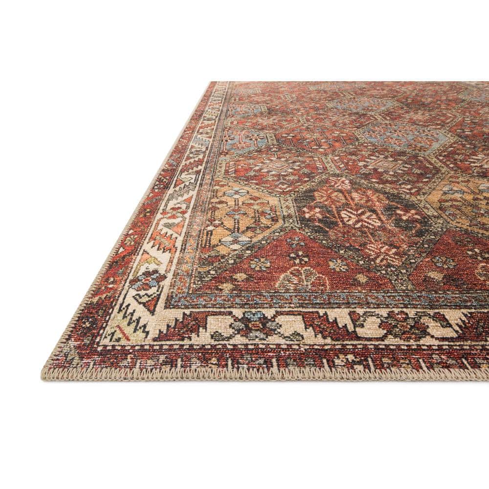 LOLOI II Loren Spice/Multi 7 ft. 6 in. x 9 ft. 6 in. Distressed Bohemian Printed Area Rug LORELQ-16SQML7696