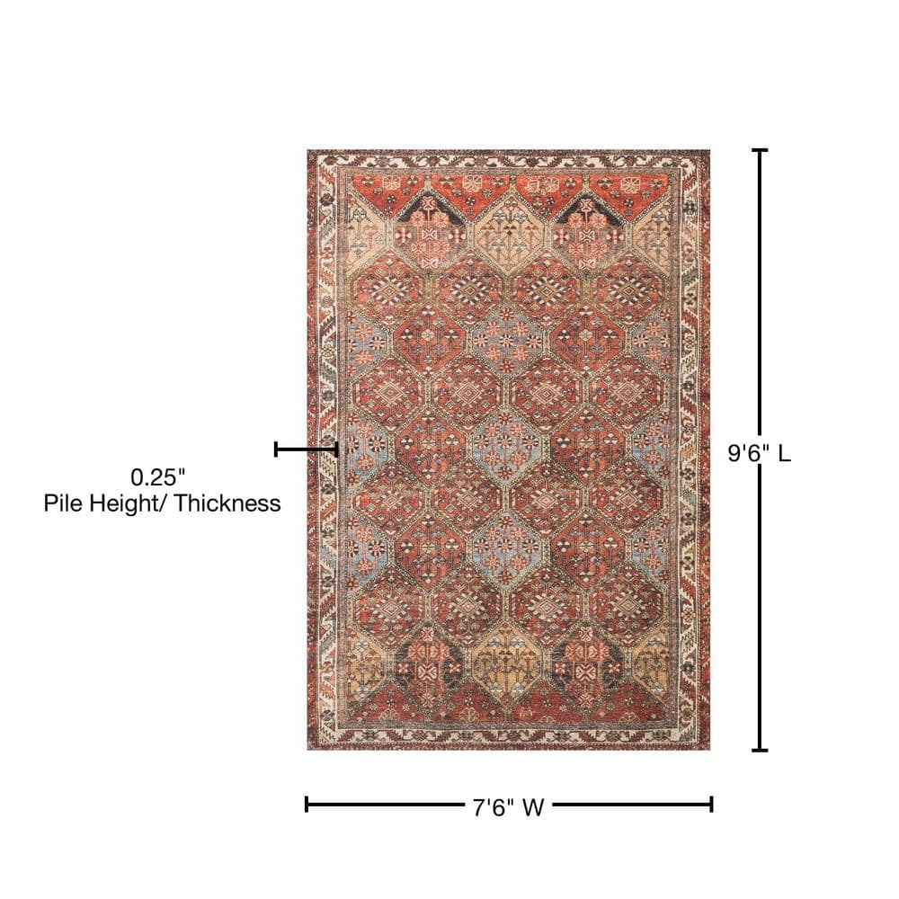 LOLOI II Loren Spice/Multi 7 ft. 6 in. x 9 ft. 6 in. Distressed Bohemian Printed Area Rug LORELQ-16SQML7696