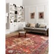 LOLOI II Loren Red/Navy 7 ft. 6 in. x 9 ft. 6 in. Distressed Bohemian Printed Area Rug LORELQ-07RENV7696