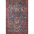 LOLOI II Loren Blue/Red 7 ft. 6 in. x 9 ft. 6 in. Distressed Bohemian Printed Area Rug LORELQ-10BBRE7696