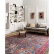 LOLOI II Loren Blue/Red 7 ft. 6 in. x 9 ft. 6 in. Distressed Bohemian Printed Area Rug LORELQ-10BBRE7696