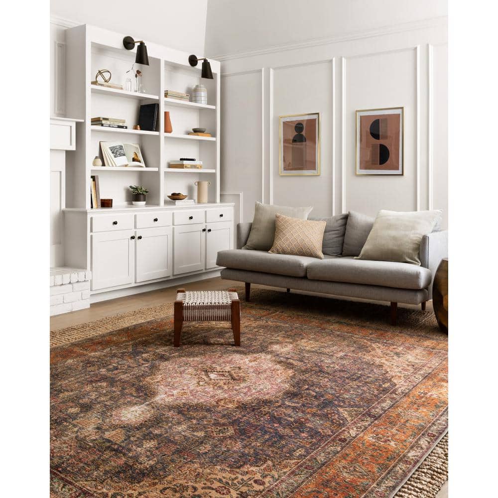 LOLOI II Loren Plum/Multi 7 ft. 6 in. x 9 ft. 6 in. Distressed Bohemian Printed Area Rug LORELQ-02PLML7696
