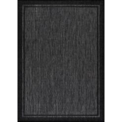 CAMILSON Hawaii Black 9 ft. x 12 ft. Bordered Indoor Outdoor Area Rug OUT800-BLK-9x12-HD