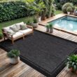 CAMILSON Hawaii Black 9 ft. x 12 ft. Bordered Indoor Outdoor Area Rug OUT800-BLK-9x12-HD