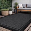 CAMILSON Hawaii Black 9 ft. x 12 ft. Bordered Indoor Outdoor Area Rug OUT800-BLK-9x12-HD