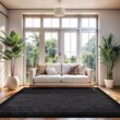 CAMILSON Hawaii Black 9 ft. x 12 ft. Bordered Indoor Outdoor Area Rug OUT800-BLK-9x12-HD