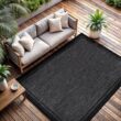 CAMILSON Hawaii Black 9 ft. x 12 ft. Bordered Indoor Outdoor Area Rug OUT800-BLK-9x12-HD
