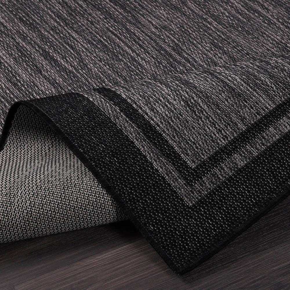 CAMILSON Hawaii Black 9 ft. x 12 ft. Bordered Indoor Outdoor Area Rug OUT800-BLK-9x12-HD