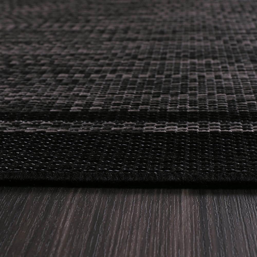 CAMILSON Hawaii Black 9 ft. x 12 ft. Bordered Indoor Outdoor Area Rug OUT800-BLK-9x12-HD