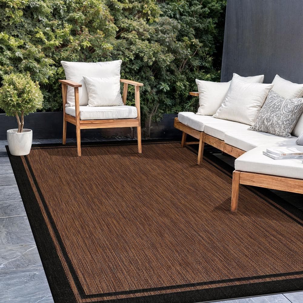 CAMILSON Hawaii Gold 9 ft. x 12 ft. Bordered Indoor Outdoor Area Rug OUT800-GOLD-9x12-HD