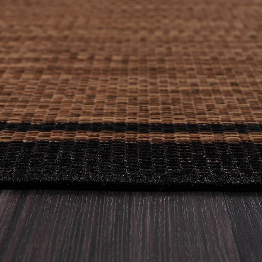 CAMILSON Hawaii Gold 9 ft. x 12 ft. Bordered Indoor Outdoor Area Rug OUT800-GOLD-9x12-HD