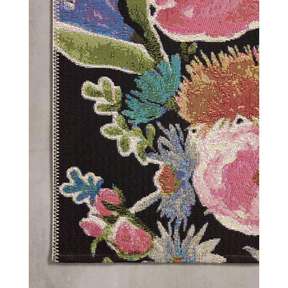LOLOI II Botanical Black/Multi 7 ft. - 10 in. x 11 ft. - 2 in. Indoor/Outdoor Polypropylene Area Rug BOTABOT-01BLML7AB2