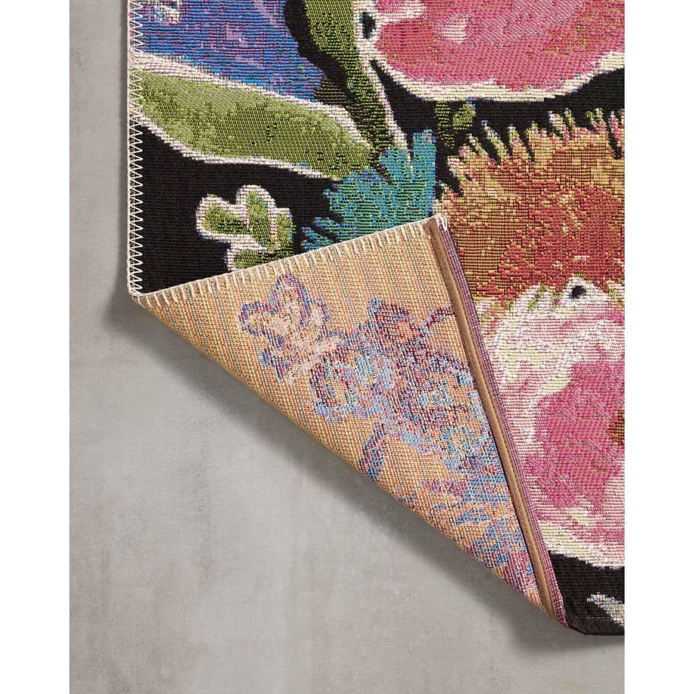 LOLOI II Botanical Black/Multi 7 ft. - 10 in. x 11 ft. - 2 in. Indoor/Outdoor Polypropylene Area Rug BOTABOT-01BLML7AB2