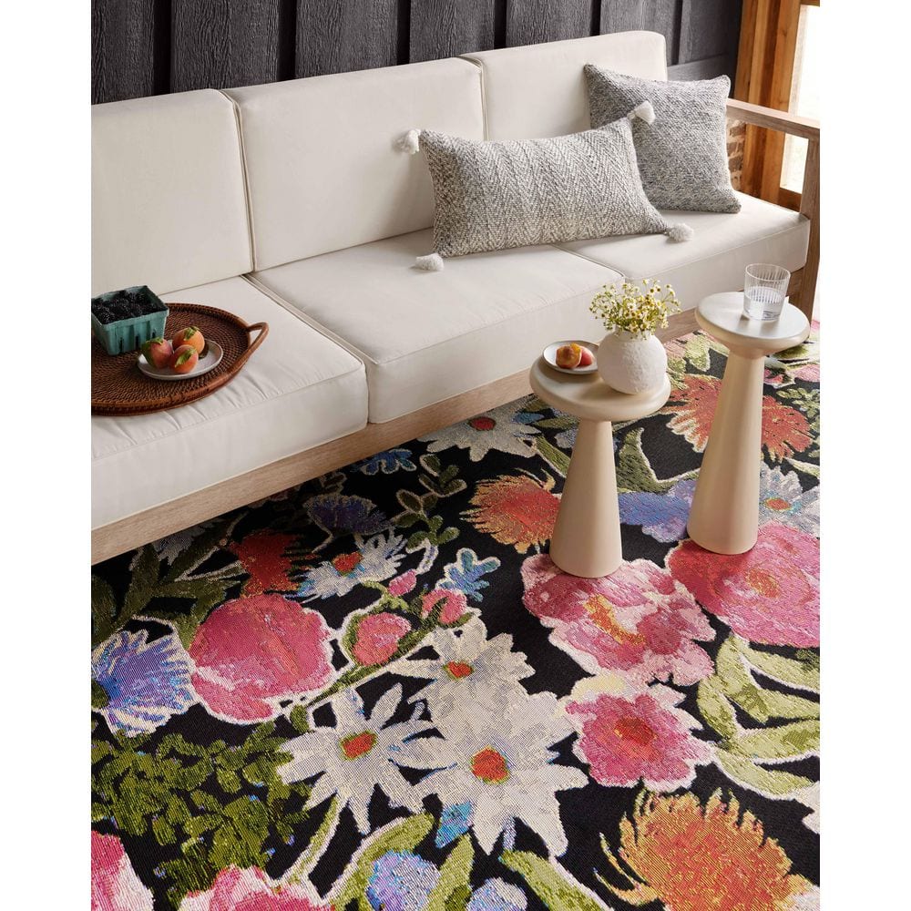 LOLOI II Botanical Black/Multi 7 ft. - 10 in. x 11 ft. - 2 in. Indoor/Outdoor Polypropylene Area Rug BOTABOT-01BLML7AB2