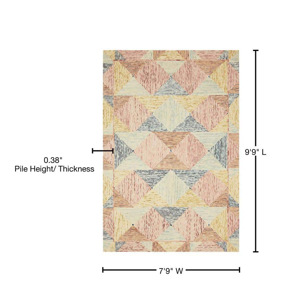 LOLOI II Spectrum Ivory/Multi 7 ft. 9 in. x 9 ft. 9 in. Contemporary Wool Pile Area Rug SPECSPE-01IVML7999