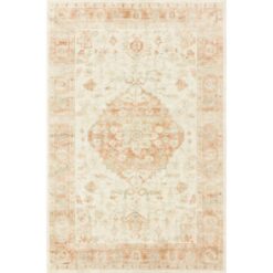 LOLOI II Rosette Ivory/Terracotta 7 ft. 6 in. x 9 ft. 6 in. Shabby-Chic Plush Cloud Pile Area Rug ROSTROS-03IVTC7696