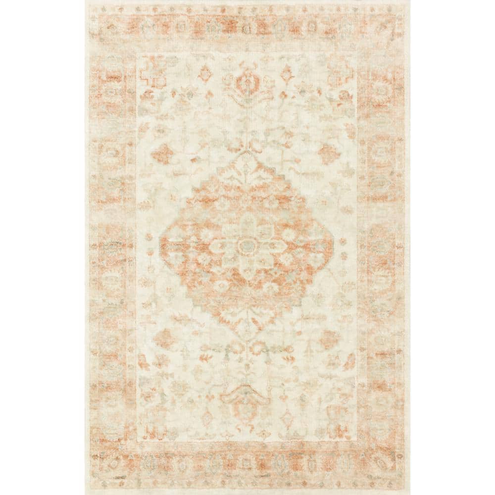 LOLOI II Rosette Ivory/Terracotta 7 ft. 6 in. x 9 ft. 6 in. Shabby-Chic Plush Cloud Pile Area Rug ROSTROS-03IVTC7696