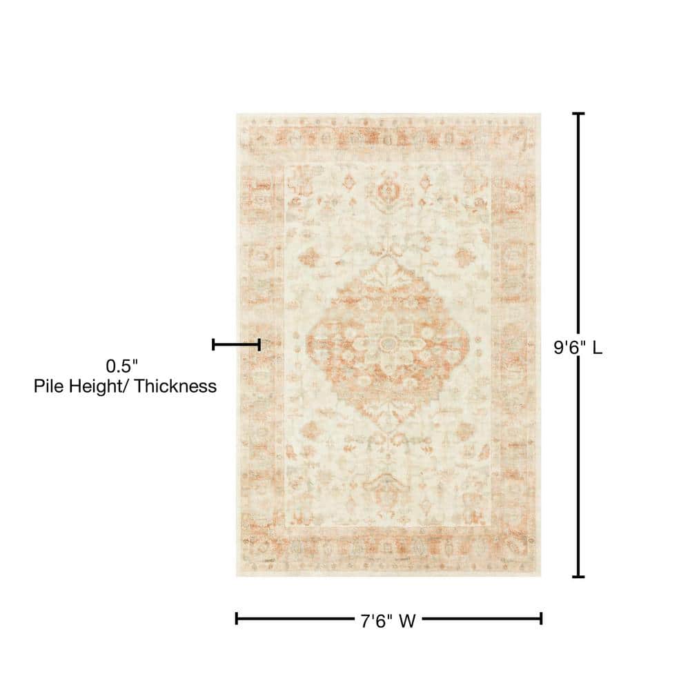 LOLOI II Rosette Ivory/Terracotta 7 ft. 6 in. x 9 ft. 6 in. Shabby-Chic Plush Cloud Pile Area Rug ROSTROS-03IVTC7696