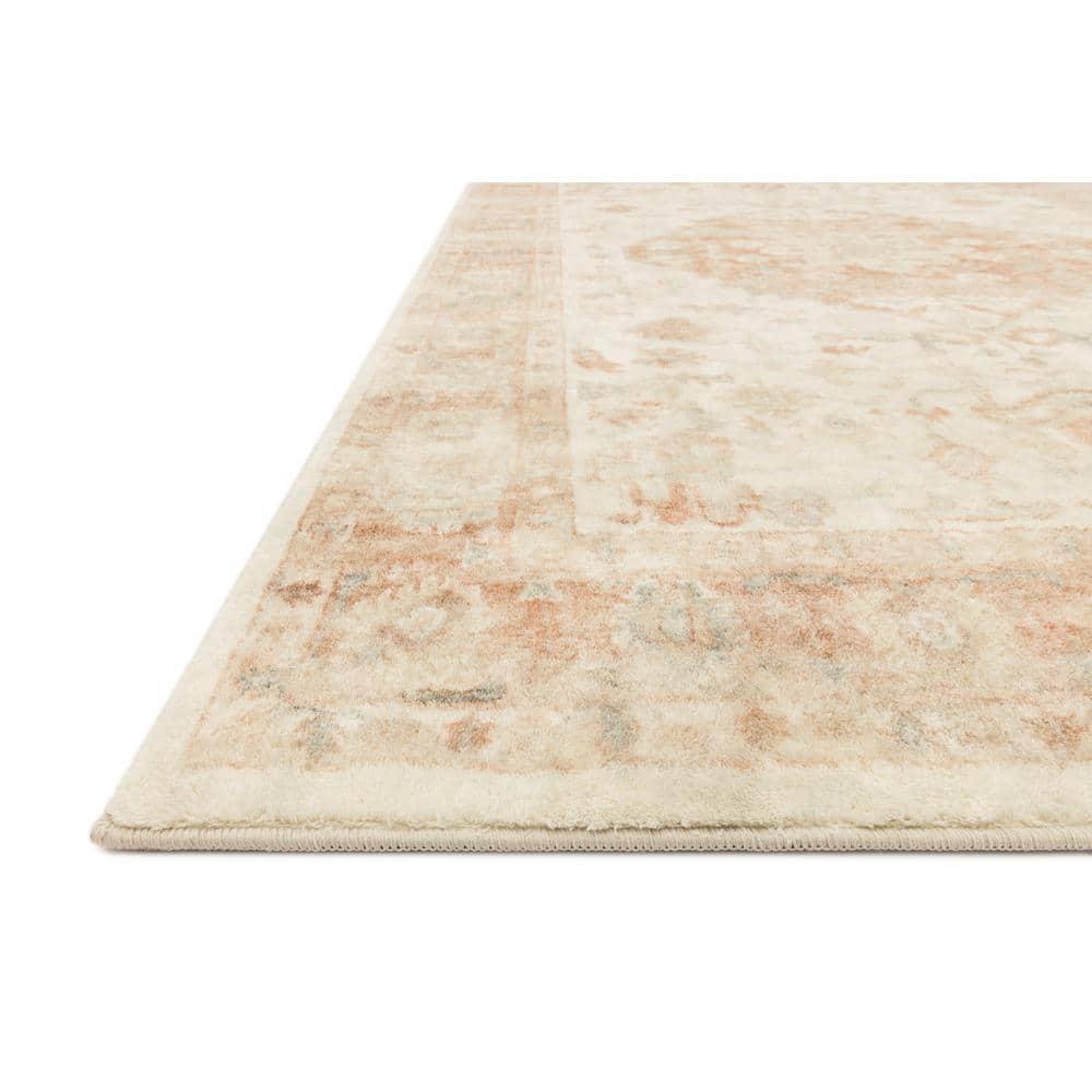 LOLOI II Rosette Ivory/Terracotta 7 ft. 6 in. x 9 ft. 6 in. Shabby-Chic Plush Cloud Pile Area Rug ROSTROS-03IVTC7696
