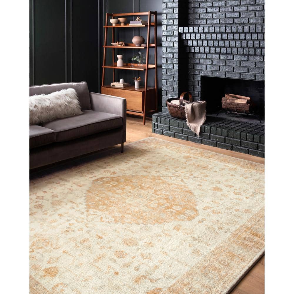 LOLOI II Rosette Ivory/Terracotta 7 ft. 6 in. x 9 ft. 6 in. Shabby-Chic Plush Cloud Pile Area Rug ROSTROS-03IVTC7696