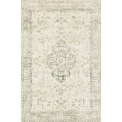 LOLOI II Rosette Ivory/Silver 7 ft. 6 in. x 9 ft. 6 in. Shabby-Chic Plush Cloud Pile Area Rug ROSTROS-02IVSI7696