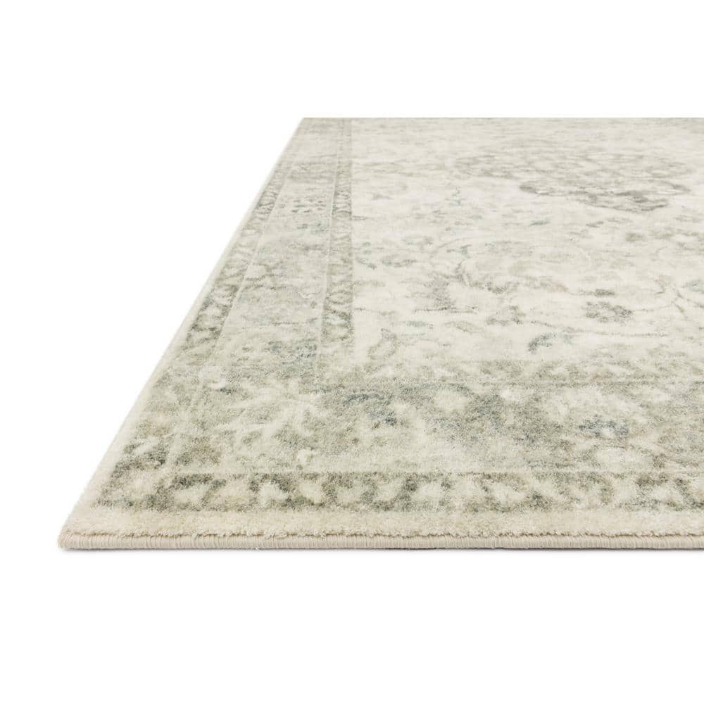 LOLOI II Rosette Ivory/Silver 7 ft. 6 in. x 9 ft. 6 in. Shabby-Chic Plush Cloud Pile Area Rug ROSTROS-02IVSI7696