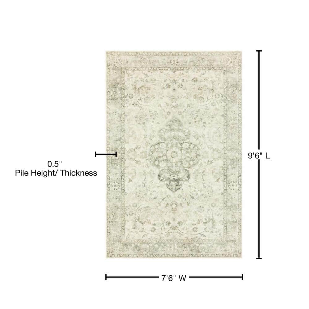 LOLOI II Rosette Ivory/Silver 7 ft. 6 in. x 9 ft. 6 in. Shabby-Chic Plush Cloud Pile Area Rug ROSTROS-02IVSI7696