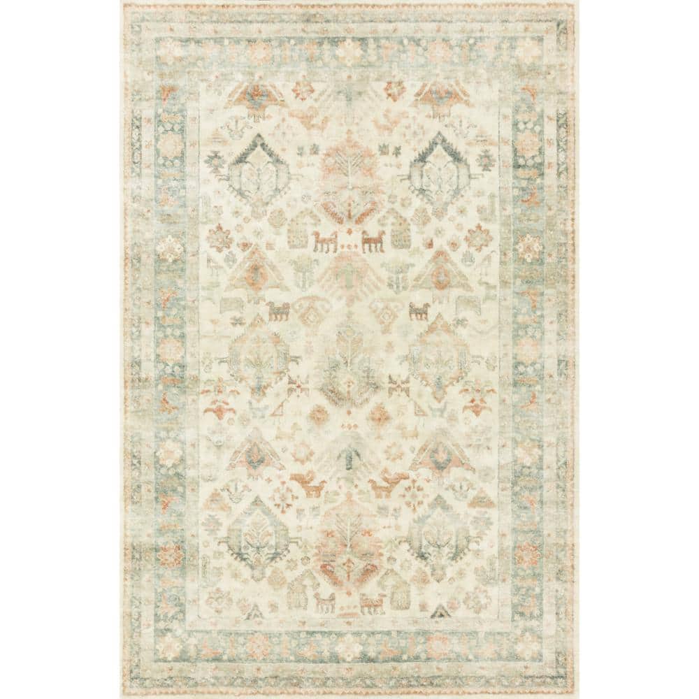 LOLOI II Rosette Beige/Multi 7 ft. 6 in. x 9 ft. 6 in. Shabby-Chic Plush Cloud Pile Area Rug ROSTROS-01BEML7696