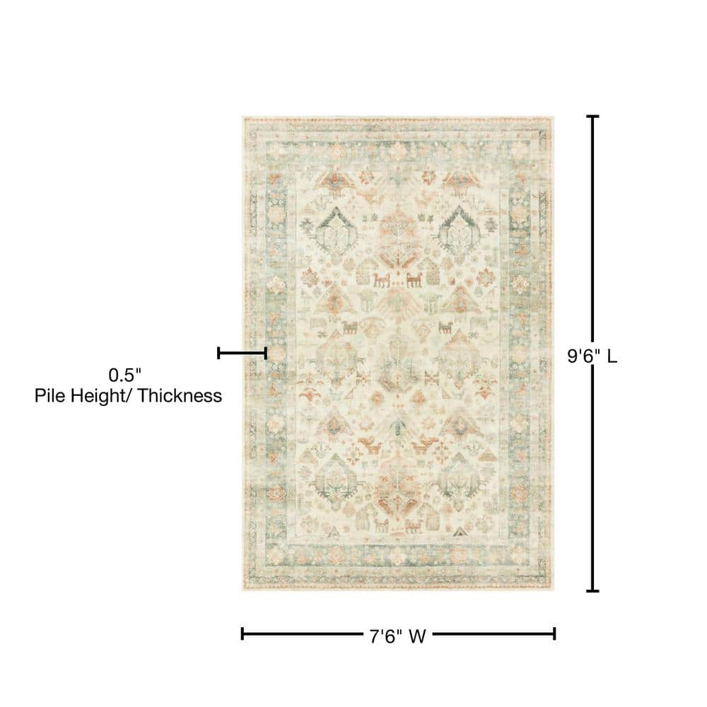 LOLOI II Rosette Beige/Multi 7 ft. 6 in. x 9 ft. 6 in. Shabby-Chic Plush Cloud Pile Area Rug ROSTROS-01BEML7696
