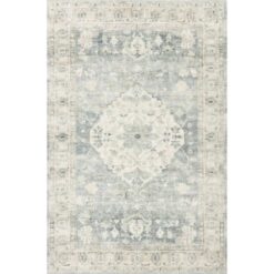 LOLOI II Rosette Denim/Fog 7 ft. 6 in. x 9 ft. 6 in. Shabby-Chic Plush Cloud Pile Area Rug ROSTROS-07DEFG7696