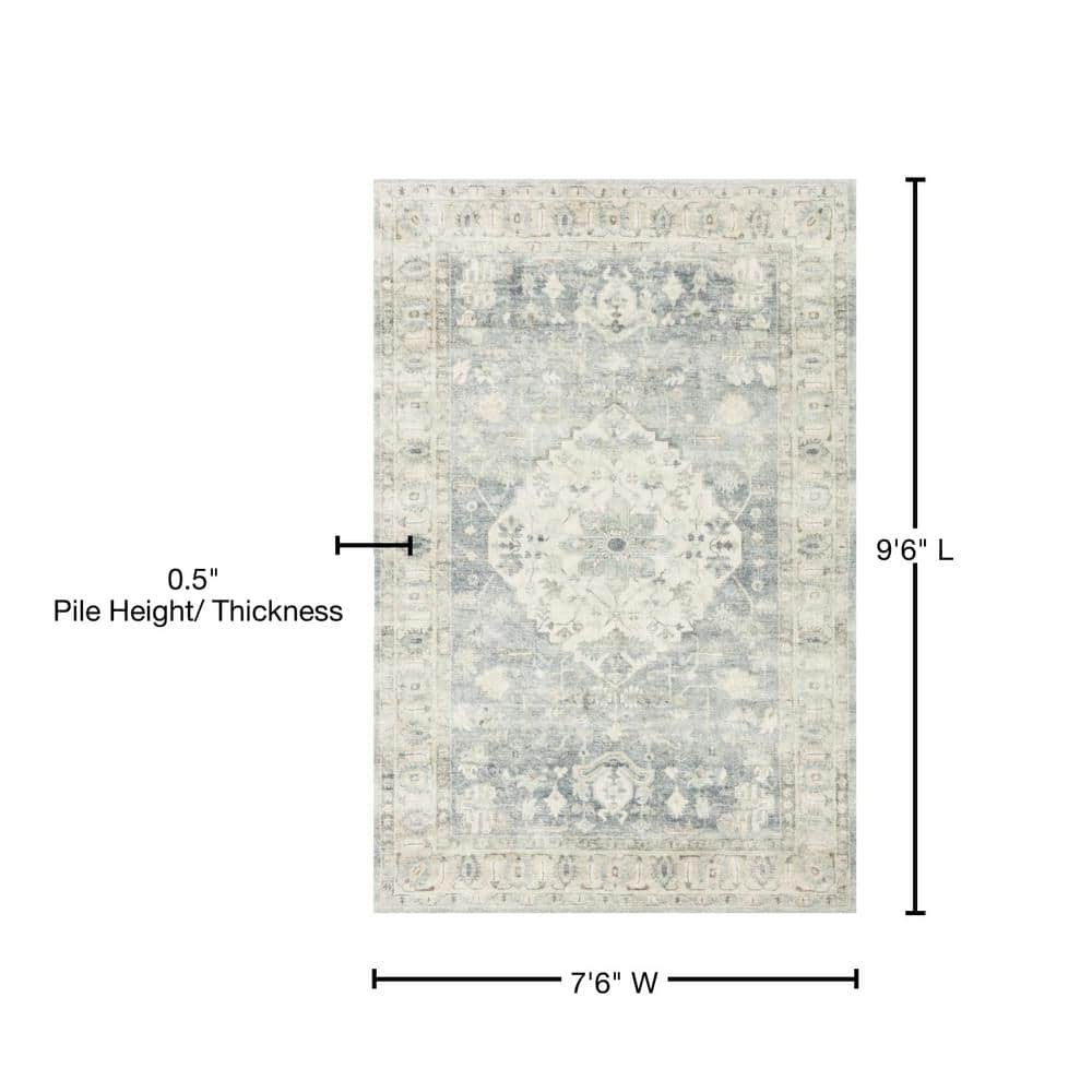 LOLOI II Rosette Denim/Fog 7 ft. 6 in. x 9 ft. 6 in. Shabby-Chic Plush Cloud Pile Area Rug ROSTROS-07DEFG7696
