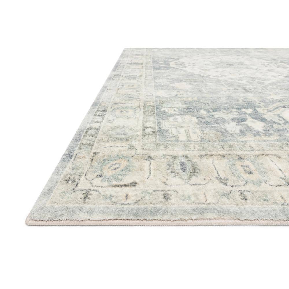 LOLOI II Rosette Denim/Fog 7 ft. 6 in. x 9 ft. 6 in. Shabby-Chic Plush Cloud Pile Area Rug ROSTROS-07DEFG7696