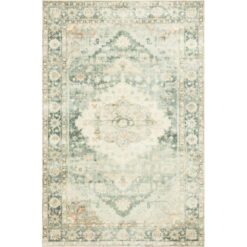 LOLOI II Rosette Teal/Ivory 7 ft. 6 in. x 9 ft. 6 in. Shabby-Chic Plush Cloud Pile Area Rug ROSTROS-08TEIV7696