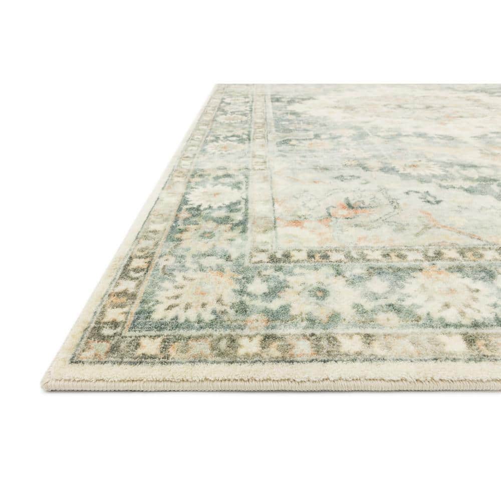 LOLOI II Rosette Teal/Ivory 7 ft. 6 in. x 9 ft. 6 in. Shabby-Chic Plush Cloud Pile Area Rug ROSTROS-08TEIV7696