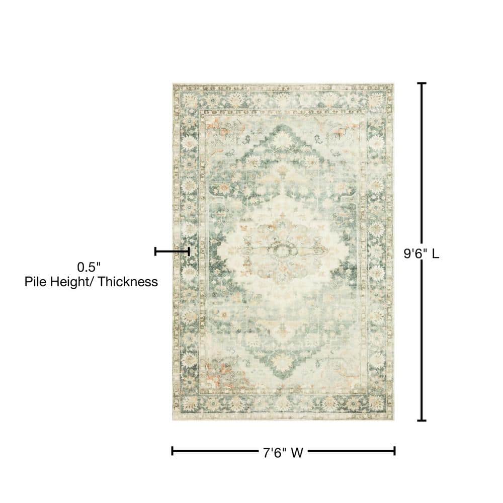 LOLOI II Rosette Teal/Ivory 7 ft. 6 in. x 9 ft. 6 in. Shabby-Chic Plush Cloud Pile Area Rug ROSTROS-08TEIV7696