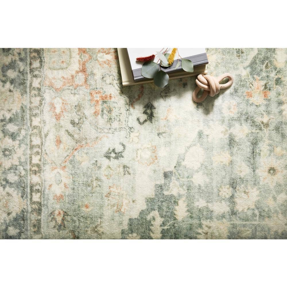 LOLOI II Rosette Teal/Ivory 7 ft. 6 in. x 9 ft. 6 in. Shabby-Chic Plush Cloud Pile Area Rug ROSTROS-08TEIV7696