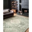 LOLOI II Rosette Teal/Ivory 7 ft. 6 in. x 9 ft. 6 in. Shabby-Chic Plush Cloud Pile Area Rug ROSTROS-08TEIV7696