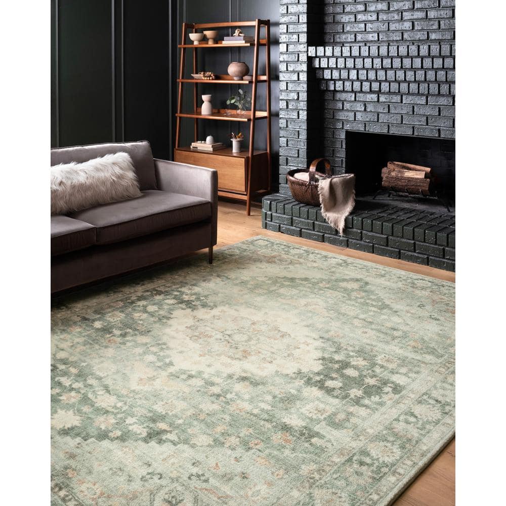 LOLOI II Rosette Teal/Ivory 7 ft. 6 in. x 9 ft. 6 in. Shabby-Chic Plush Cloud Pile Area Rug ROSTROS-08TEIV7696
