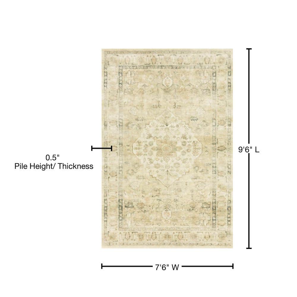 LOLOI II Rosette Sand/Ivory 7 ft. 6 in. x 9 ft. 6 in. Shabby-Chic Plush Cloud Pile Area Rug ROSTROS-05SAIV7696