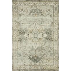 LOLOI II Rosette Sage/Beige 7 ft. 6 in. x 9 ft. 6 in. Shabby-Chic Plush Cloud Pile Area Rug ROSTROS-09SGBE7696