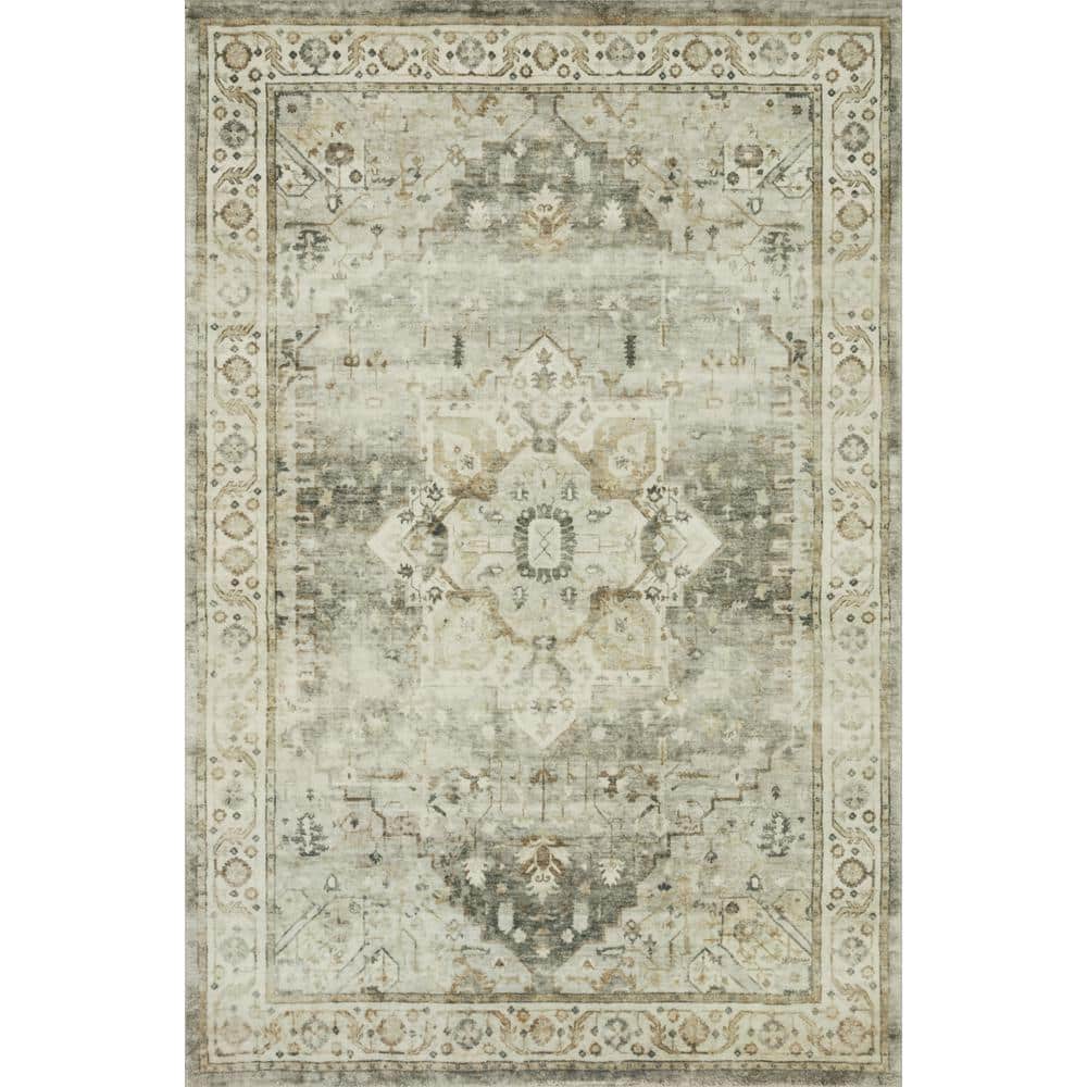 LOLOI II Rosette Sage/Beige 7 ft. 6 in. x 9 ft. 6 in. Shabby-Chic Plush Cloud Pile Area Rug ROSTROS-09SGBE7696