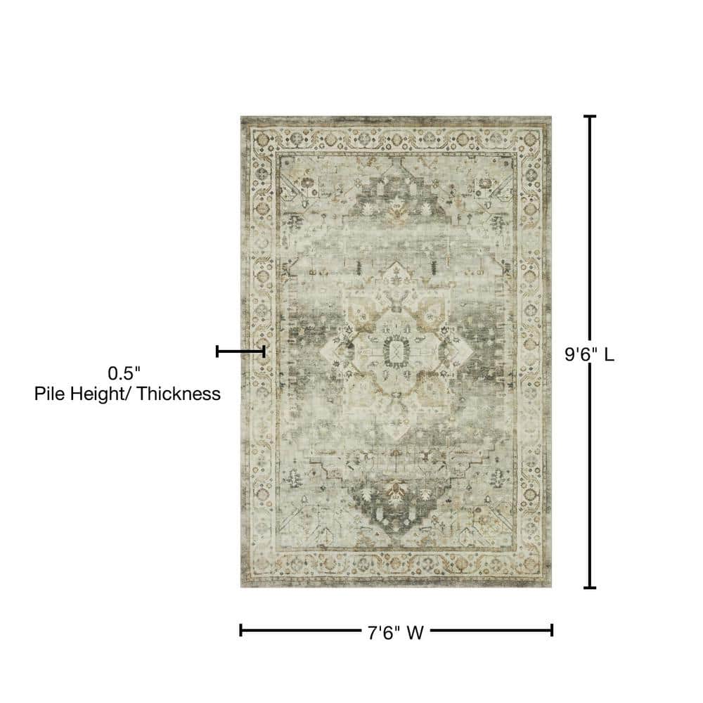 LOLOI II Rosette Sage/Beige 7 ft. 6 in. x 9 ft. 6 in. Shabby-Chic Plush Cloud Pile Area Rug ROSTROS-09SGBE7696