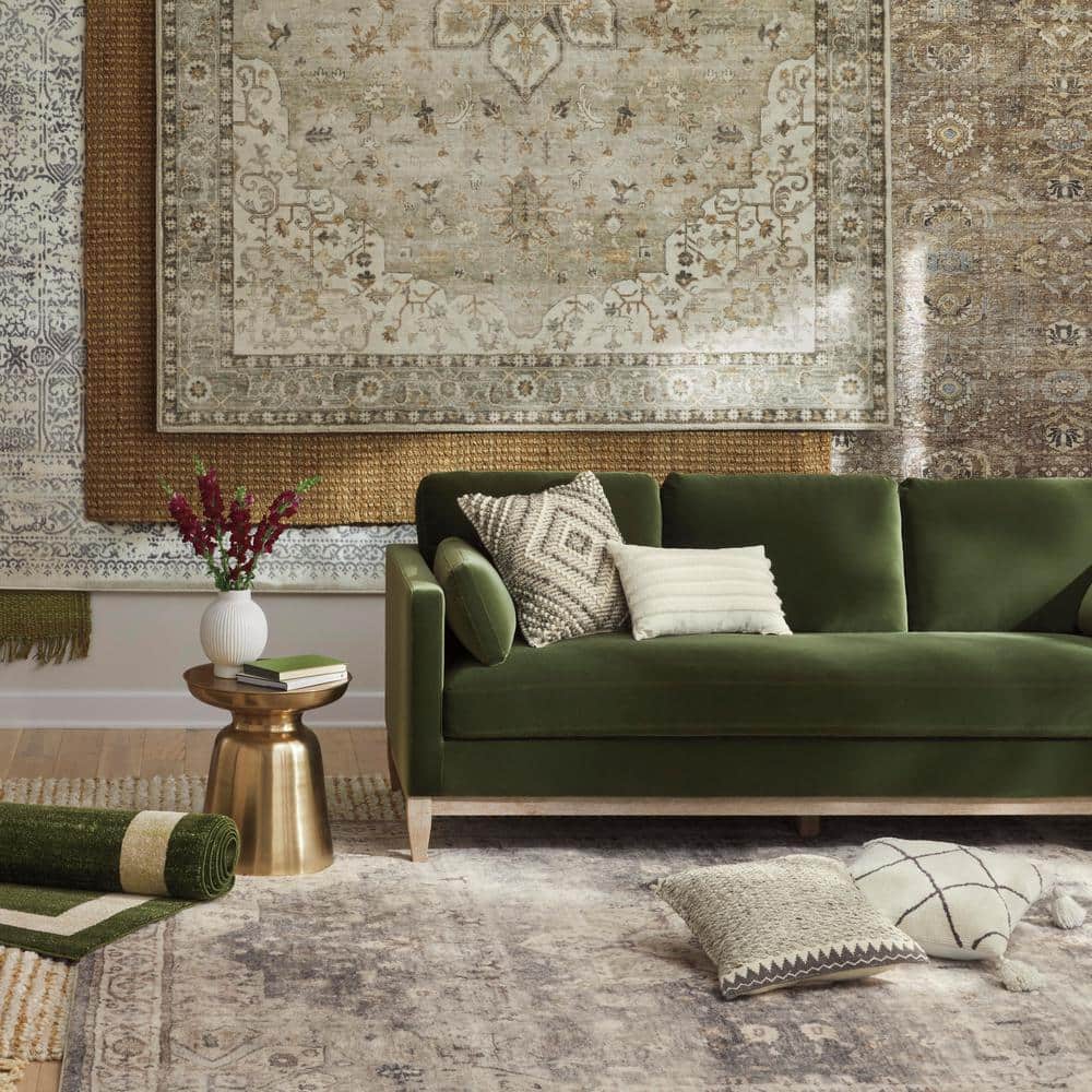LOLOI II Rosette Sage/Beige 7 ft. 6 in. x 9 ft. 6 in. Shabby-Chic Plush Cloud Pile Area Rug ROSTROS-09SGBE7696