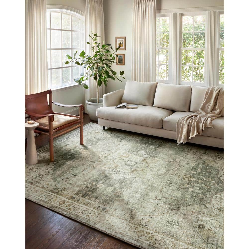 LOLOI II Rosette Sage/Beige 7 ft. 6 in. x 9 ft. 6 in. Shabby-Chic Plush Cloud Pile Area Rug ROSTROS-09SGBE7696