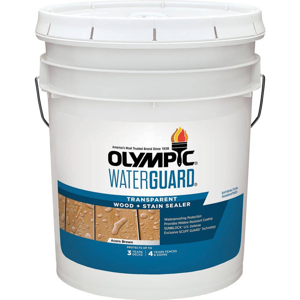 Olympic WaterGuard 5 gal. Acorn Brown Transparent Exterior Wood Stain and Sealer 55163-05
