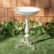 SAFAVIEH Orian Pearl White Iron Round Birdbath PAT5023A